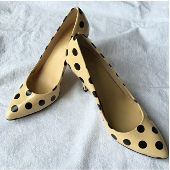 kate spade Shoes - Kate Spade Karolina cream black polka dot pumps heels shoes size 6